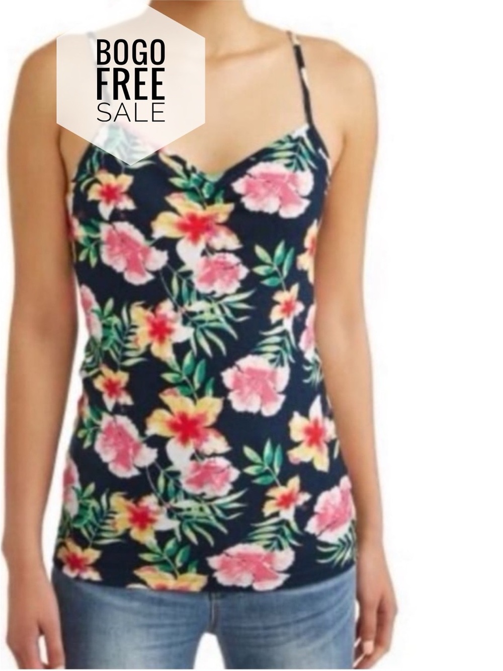 No Boundaries Floral Spaghetti Strap Tank